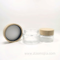 50 g bamboo lid clear round cream jar